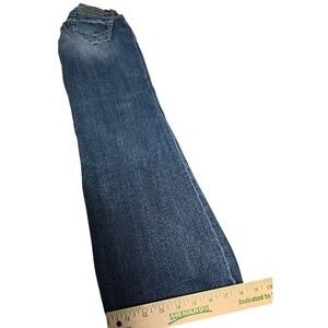 BKE Jake Bootleg Jeans Womens 30L Medium Wash Whiskering blue Denim jeans. 583